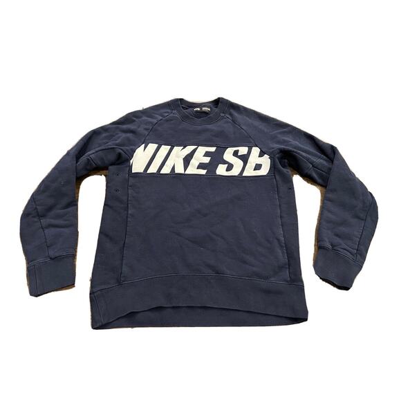 Nike SB Mens Navy Everett Motion Crew Neck Pullover Sweatshirt Size M 704847-451 - Picture 1 of 9